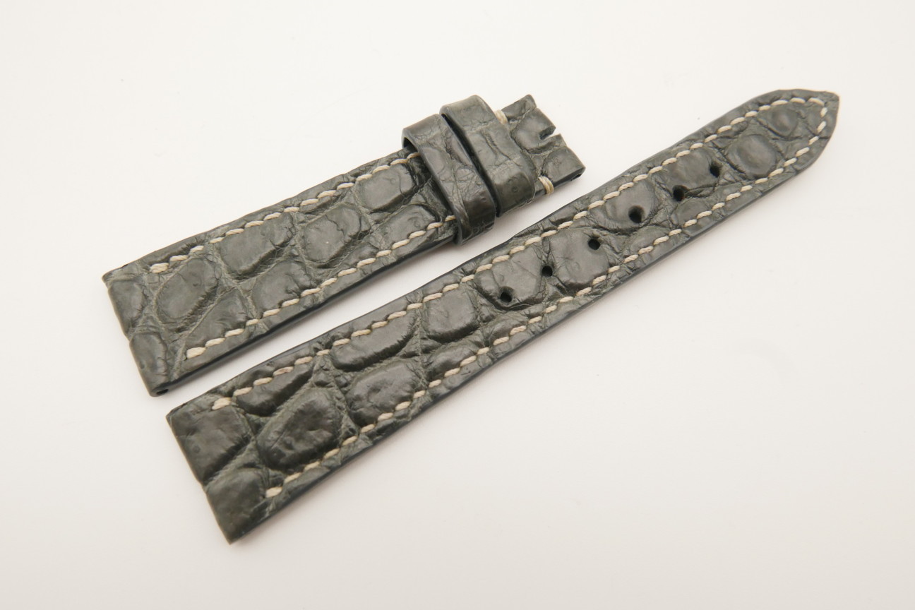 20mm/16mm Gray Genuine Crocodile Skin Leather Watch Strap#WT4820