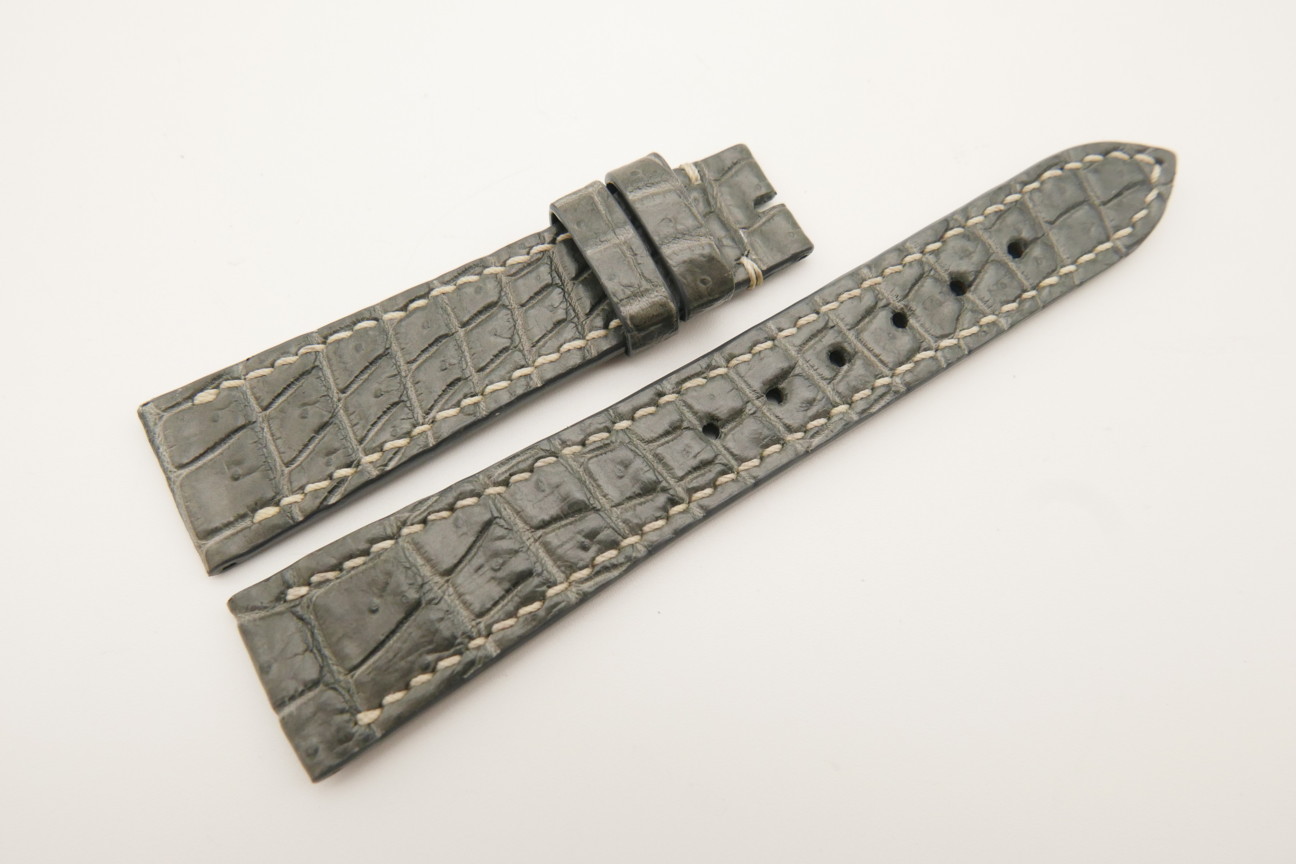 20mm/16mm Gray Genuine Crocodile Skin Leather Watch Strap#WT4821