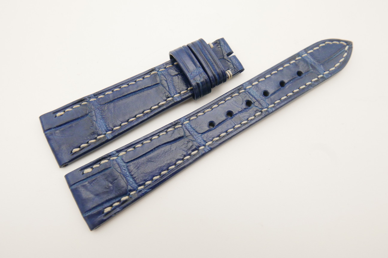 20mm/16mm Blue Genuine Crocodile Skin Leather Watch Strap#WT4829