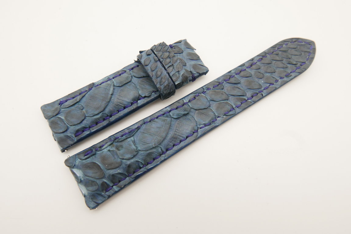 20mm/18mm Dark Navy Blue Genuine Python Skin Leather Watch Strap With Quick Release Function #WT4838