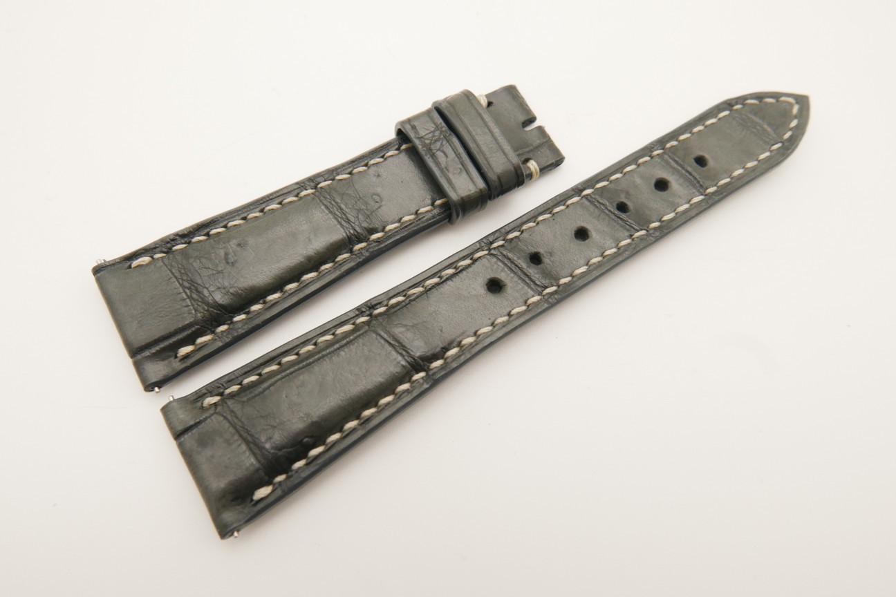 21mm/16mm Dark Gray Genuine Crocodile Skin Leather Watch Strap With Quick Release Function #WT4853