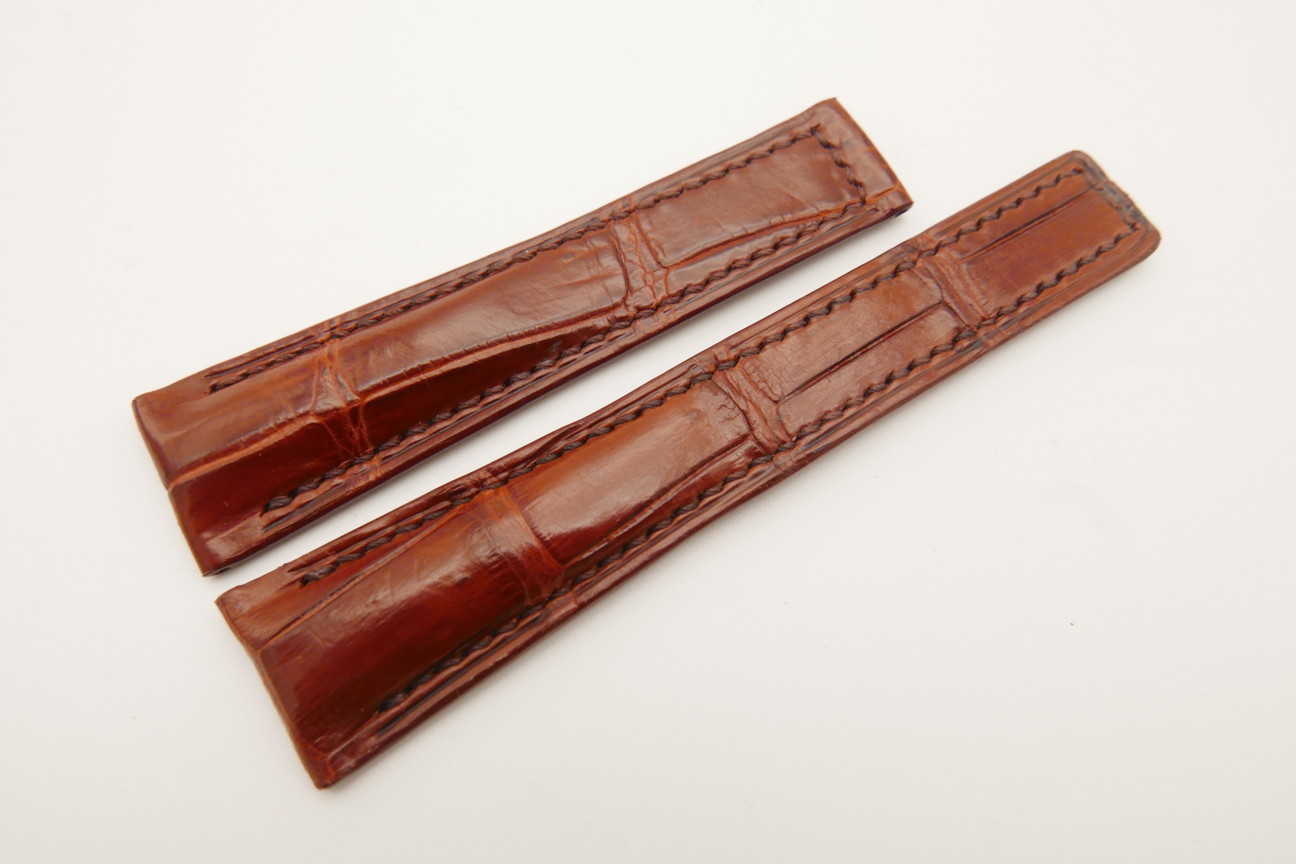 20mm/16mm Red Brown Genuine CROCODILE Skin Leather Deployment Strap For Tag Heuer #WT4860