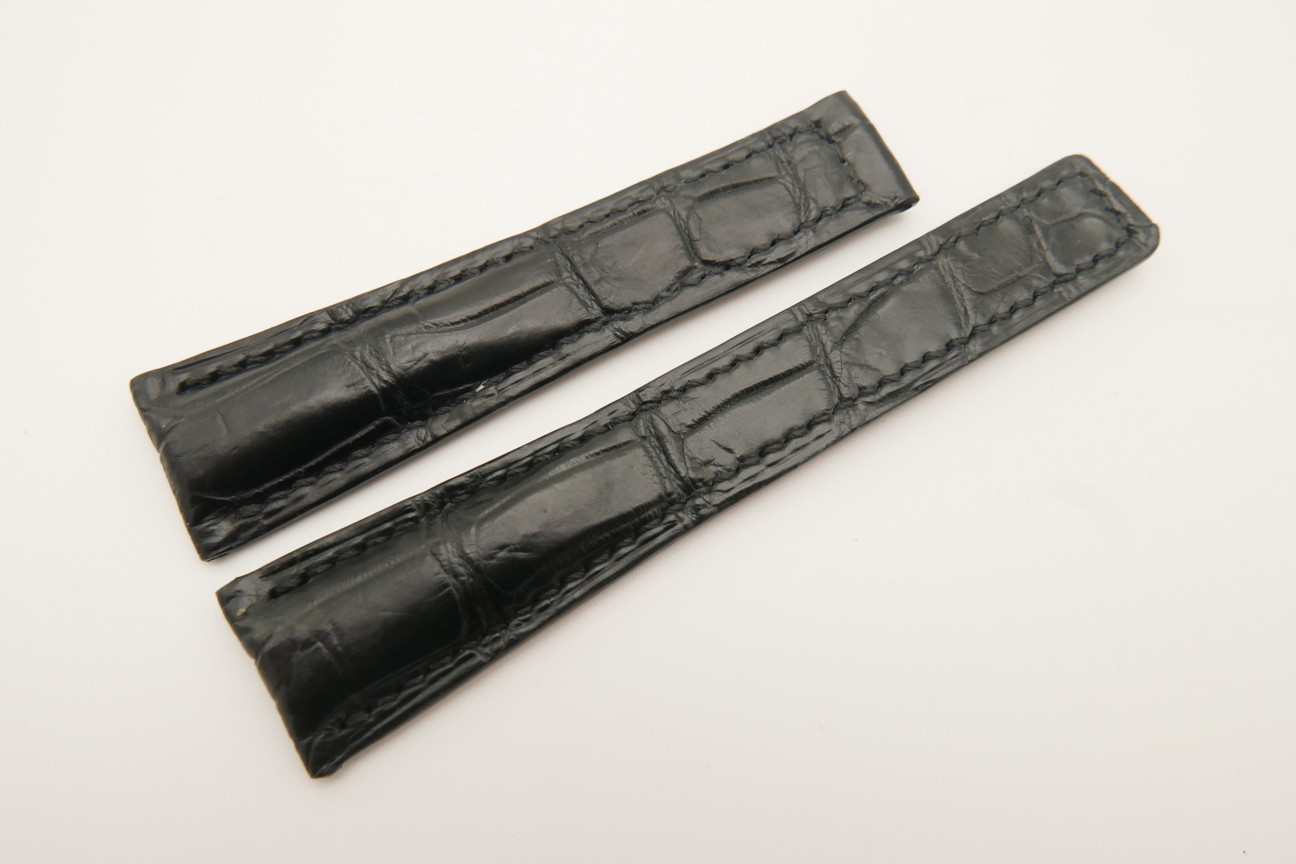 20mm/16mm Black Genuine CROCODILE Skin Leather Deployment Strap For Tag Heuer #WT4870