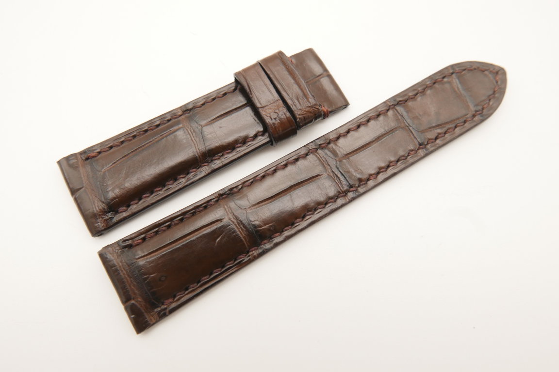 20mm/18mm Dark Brown Genuine CROCODILE Double Sided Skin Leather Watch Strap#WT4969