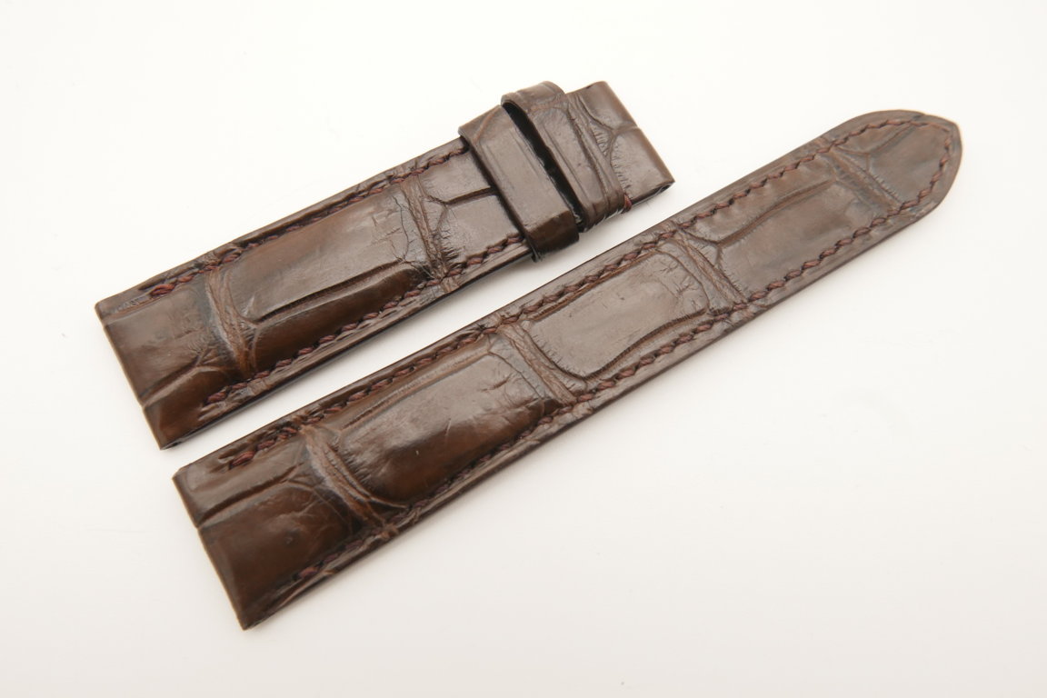 20mm/18mm Dark Brown Genuine CROCODILE Double Sided Skin Leather Watch Strap#WT4970