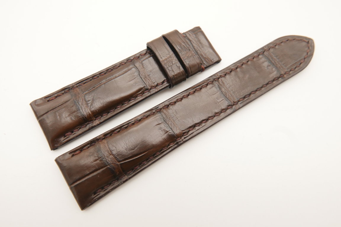 20mm/18mm Dark Brown Genuine CROCODILE Double Sided Skin Leather Watch Strap#WT4971