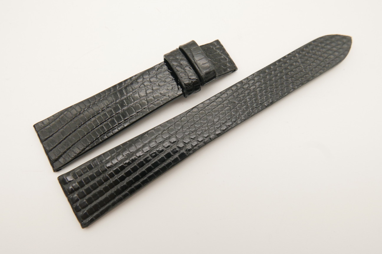 18mm/14mm Black Genuine LIZARD Skin Leather Watch Strap Band #WT4972