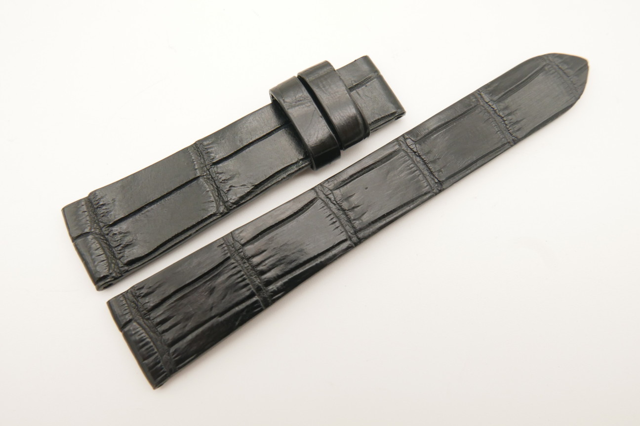 19mm/16mm Black Genuine CROCODILE Skin Leather Watch Strap #WT4973