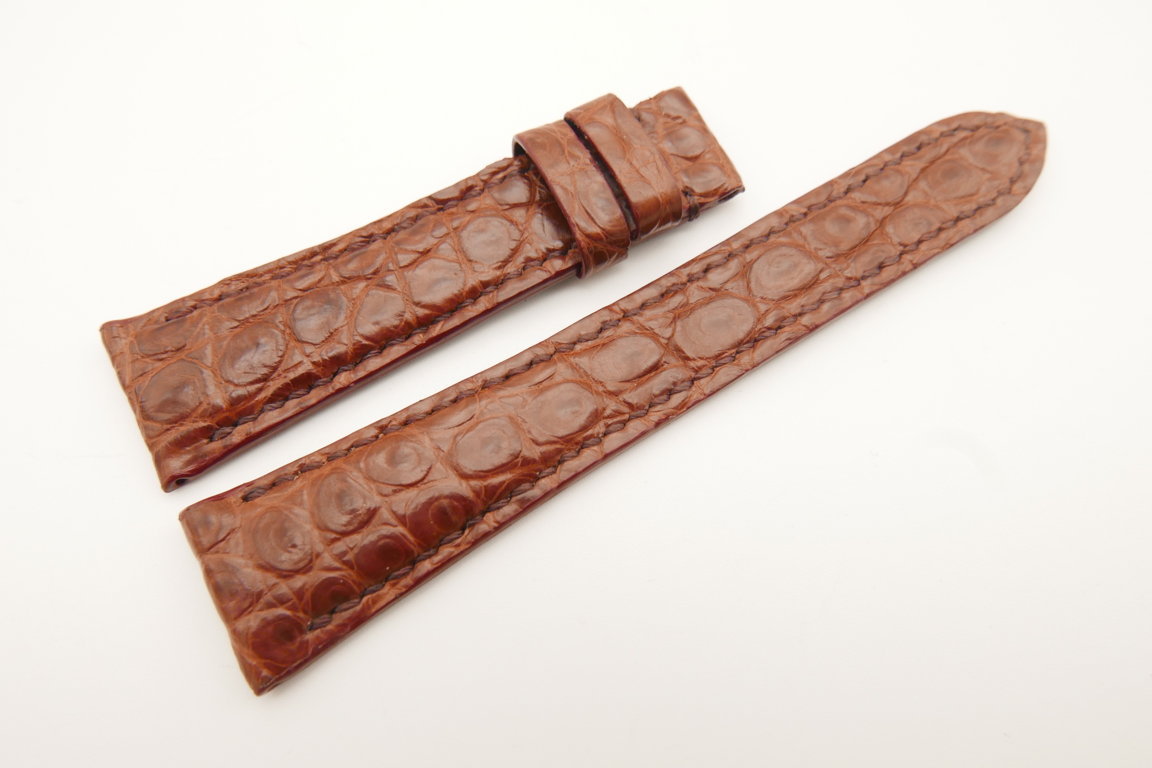 21mm/16mm Red Brown Genuine CROCODILE Skin Leather Watch Strap #WT4977