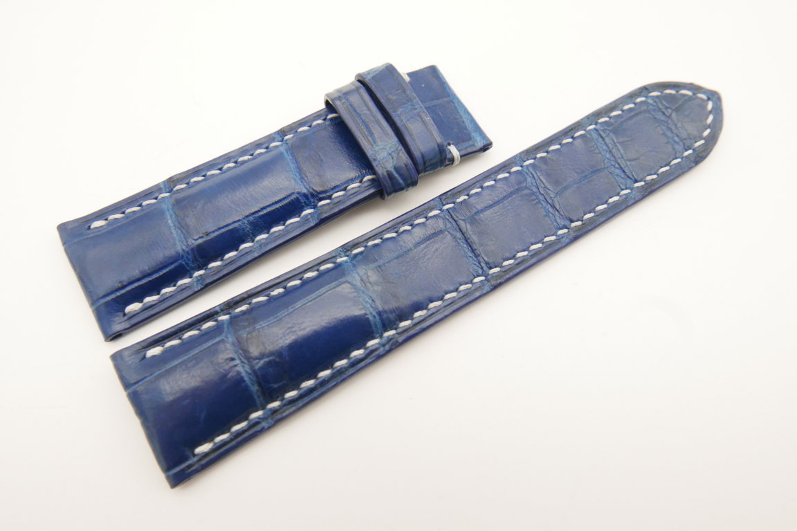 22mm/20mm Navy Blue Genuine CROCODILE Skin Leather Watch Strap#WT4982