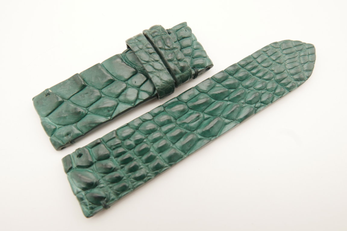 24mm/24mm Green Genuine HORNBACK CROCODILE Skin Leather Watch Strap for Panerai #WT4985