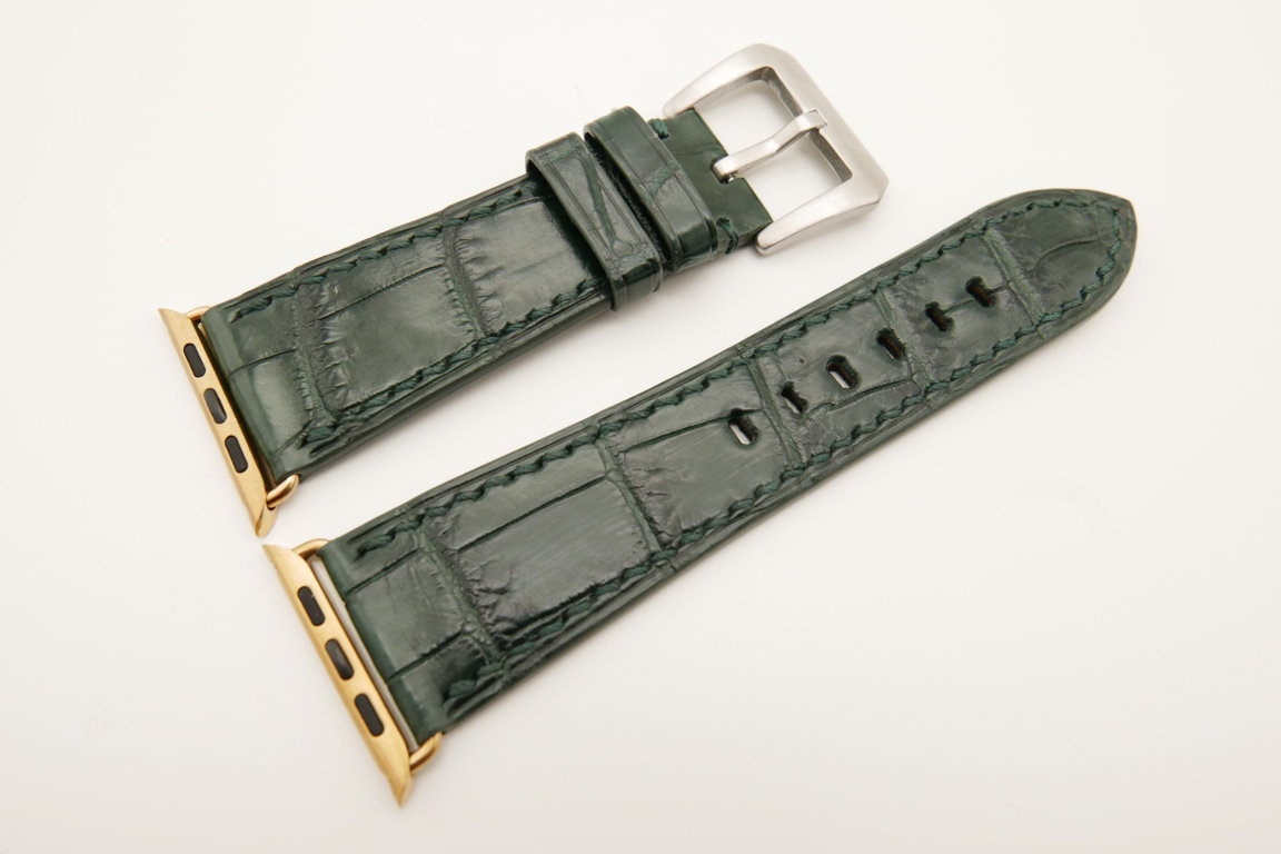 26mm/22mm Green Genuine CROCODILE Leather Watch Strap for Apple Watch 42mm #WT4914