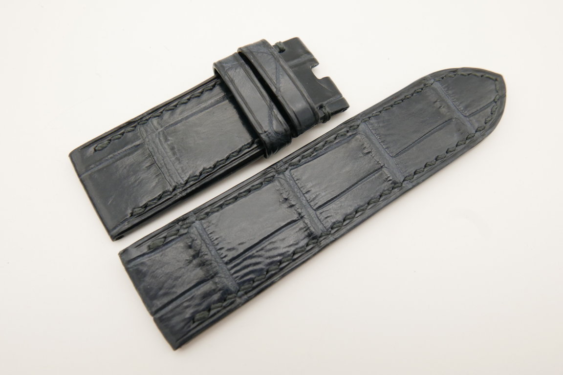 26mm/26mm Blue Gray Genuine CROCODILE Skin Leather Watch Strap For Panerai #WT4947