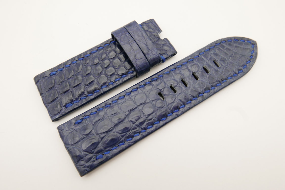 26mm/26mm Navy Blue Genuine CROCODILE Skin Leather Watch Strap For Panerai #WT4949