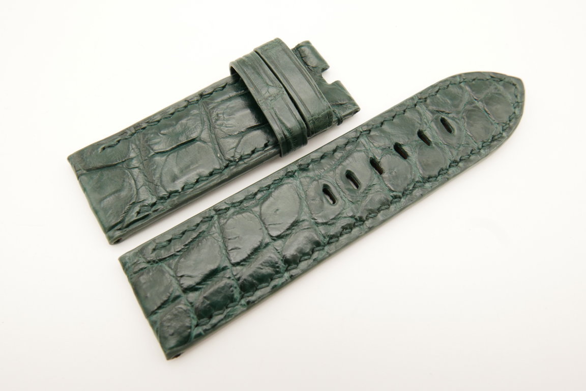 26mm/26mm Green Genuine CROCODILE Skin Leather Watch Strap For Panerai #WT4954