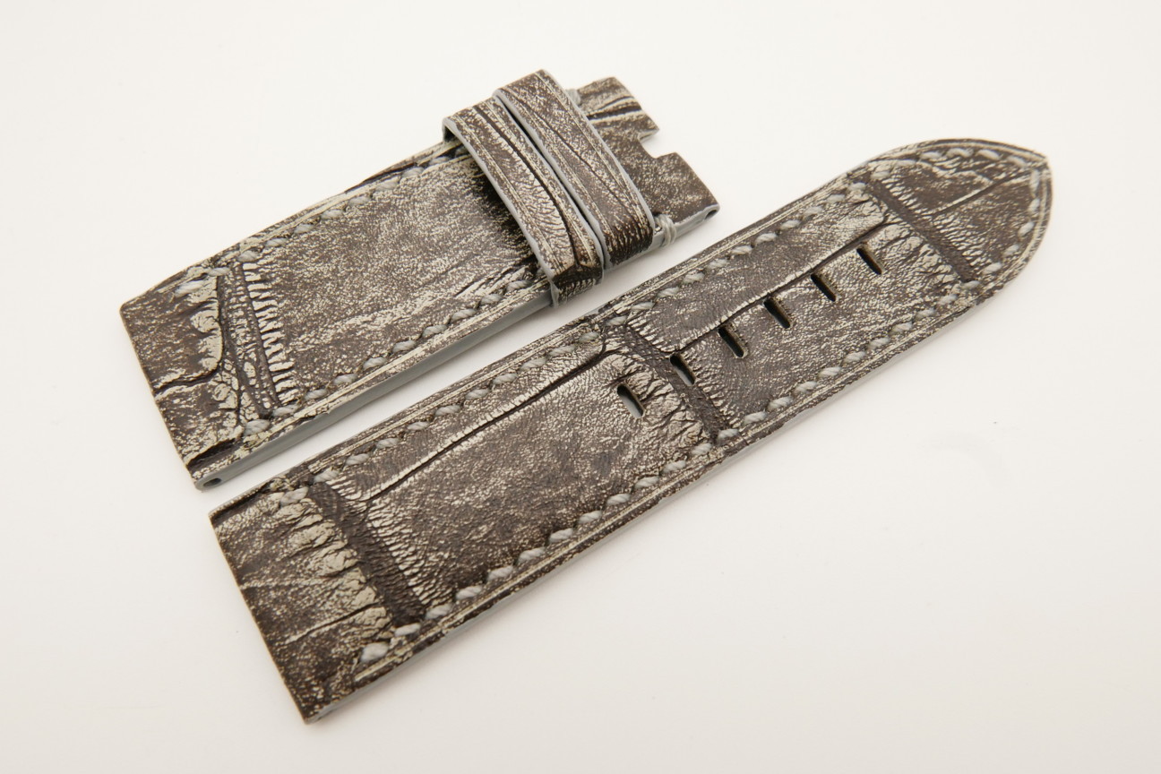 26mm/26mm Gray Genuine ALLIGATOR Skin Leather Watch Strap For Panerai #WT4955