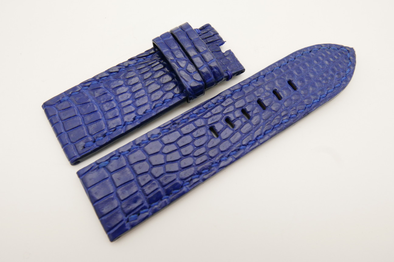26mm/26mm Blue Genuine CROCODILE Skin Leather Watch Strap For Panerai #WT4961