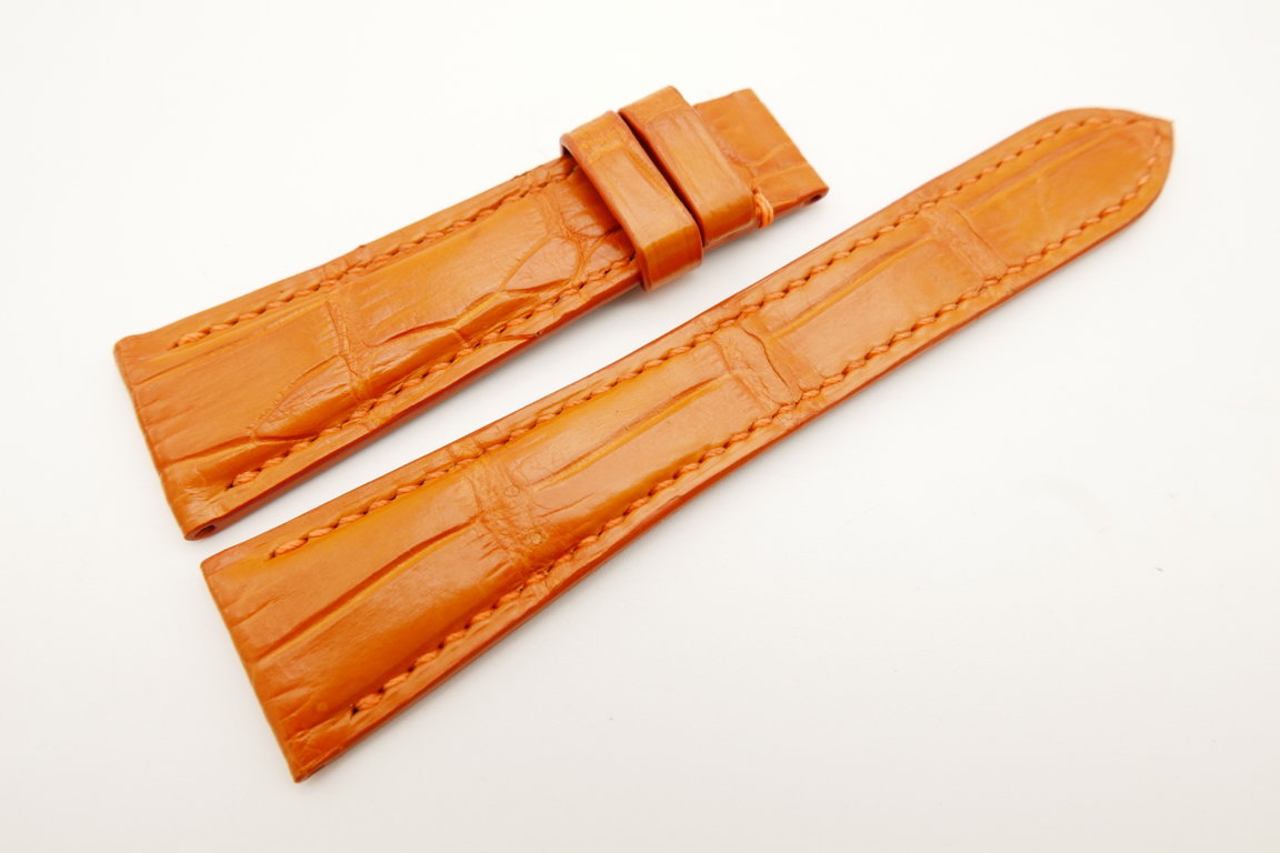 22mm/16mm Orange Genuine Crocodile Leather Watch Strap #WT5019