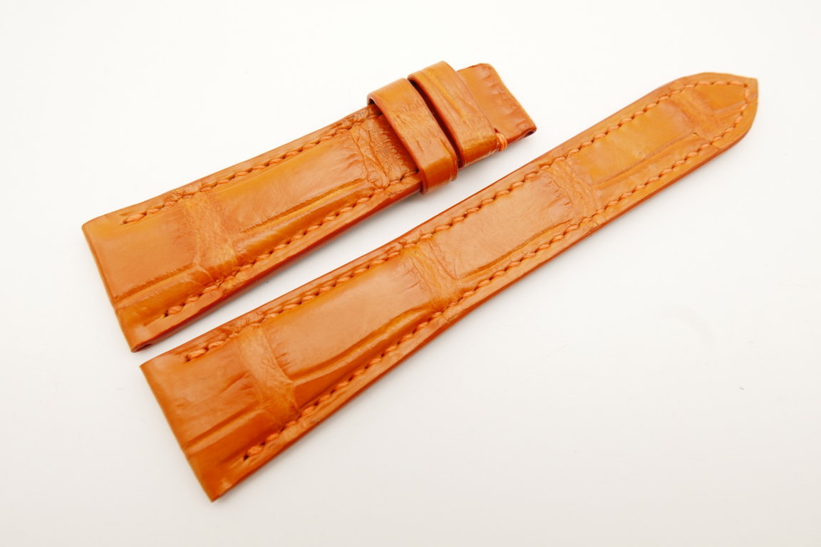 22mm/16mm Orange Genuine Crocodile Leather Watch Strap #WT5020