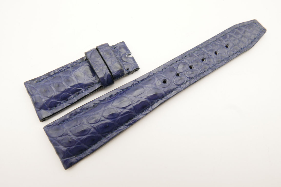 22mm/18mm Navy Blue Genuine CROCODILE Skin Leather Deployment Strap For IWC #WT5001
