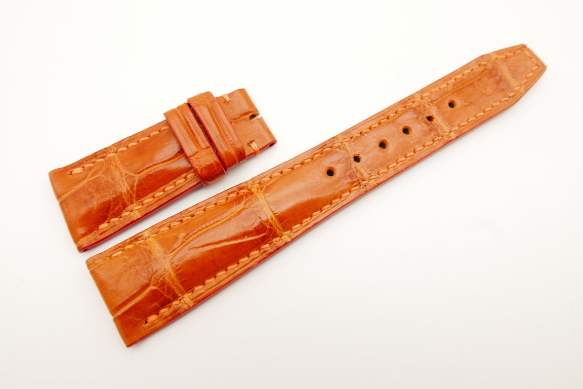 22mm/18mm Orange Genuine CROCODILE Skin Leather Deployment Strap For IWC #WT5004