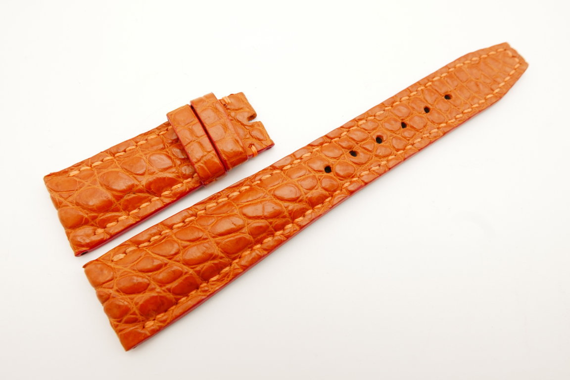 22mm/18mm Orange Genuine CROCODILE Skin Leather Deployment Strap For IWC #WT5005