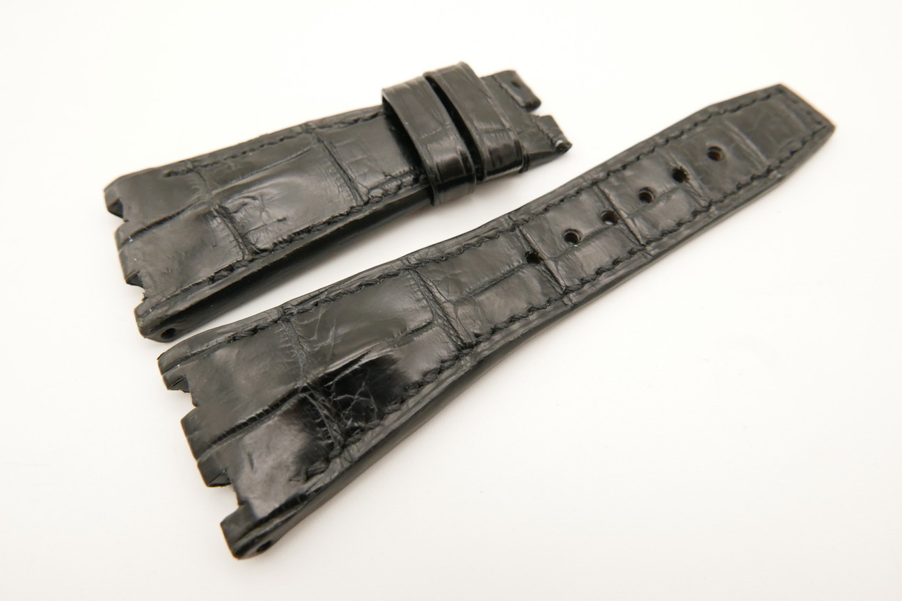 28mm/18mm Black Genuine CROCODILE Skin Leather Watch Strap for Audemars Piguet 39mm & 41mm #WT5034