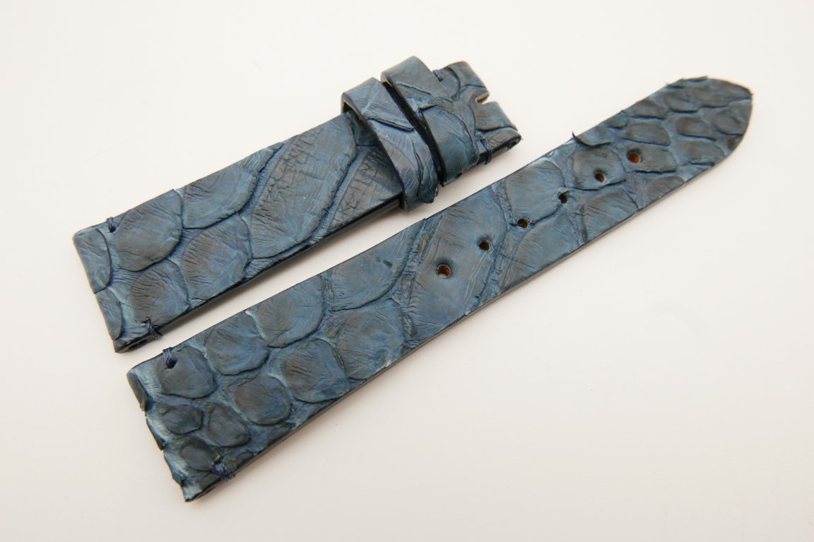21mm/18mm Navy Blue Genuine PYTHON Skin Leather Watch Strap #WT5055