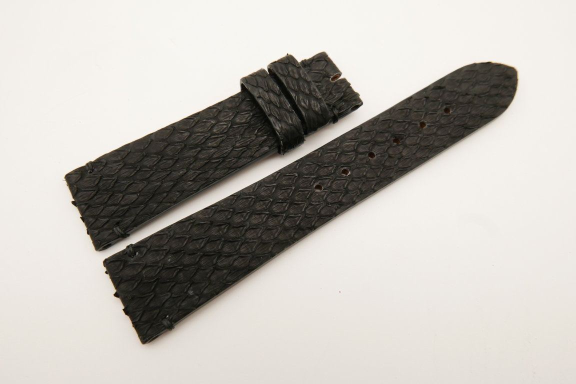 21mm/18mm Black Genuine PYTHON Skin Leather Watch Strap #WT5058