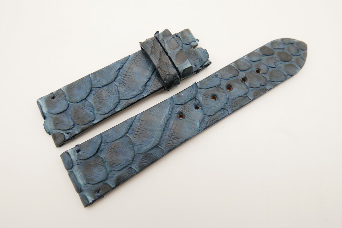 22mm/20mm Navy Blue Genuine PYTHON Skin Leather Watch Strap #WT5065