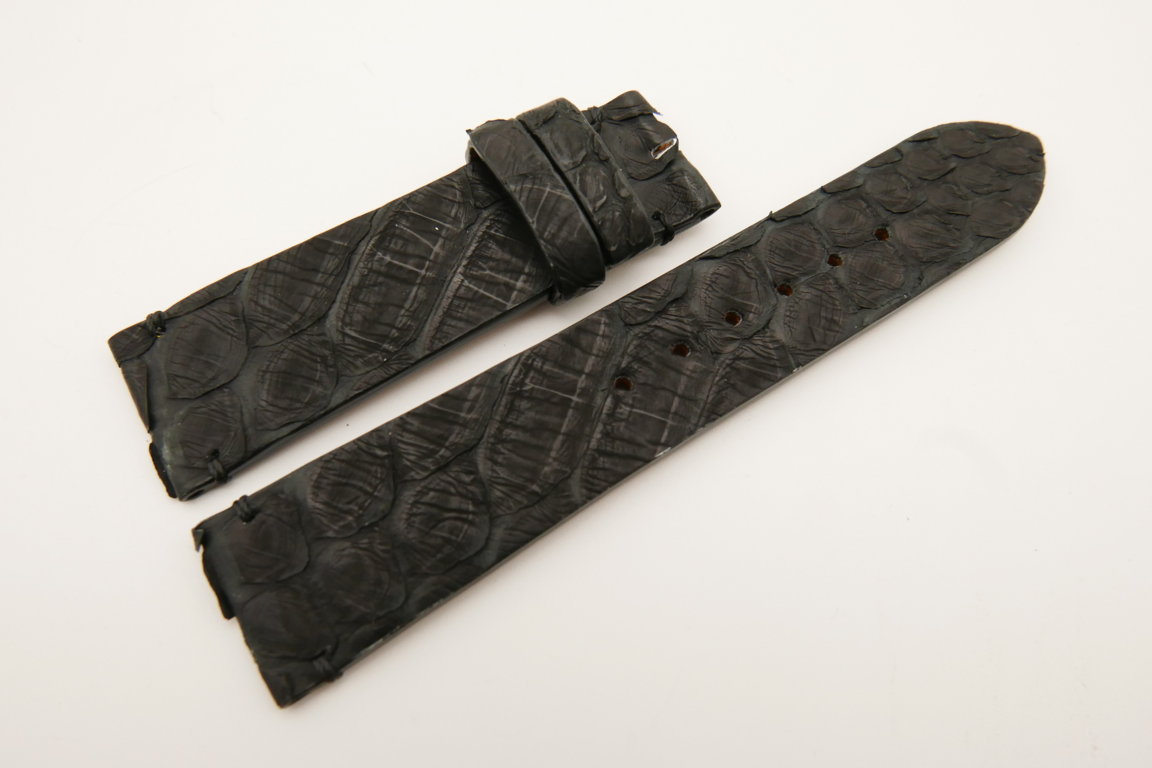 22mm/20mm Black Genuine PYTHON Skin Leather Watch Strap #WT5070