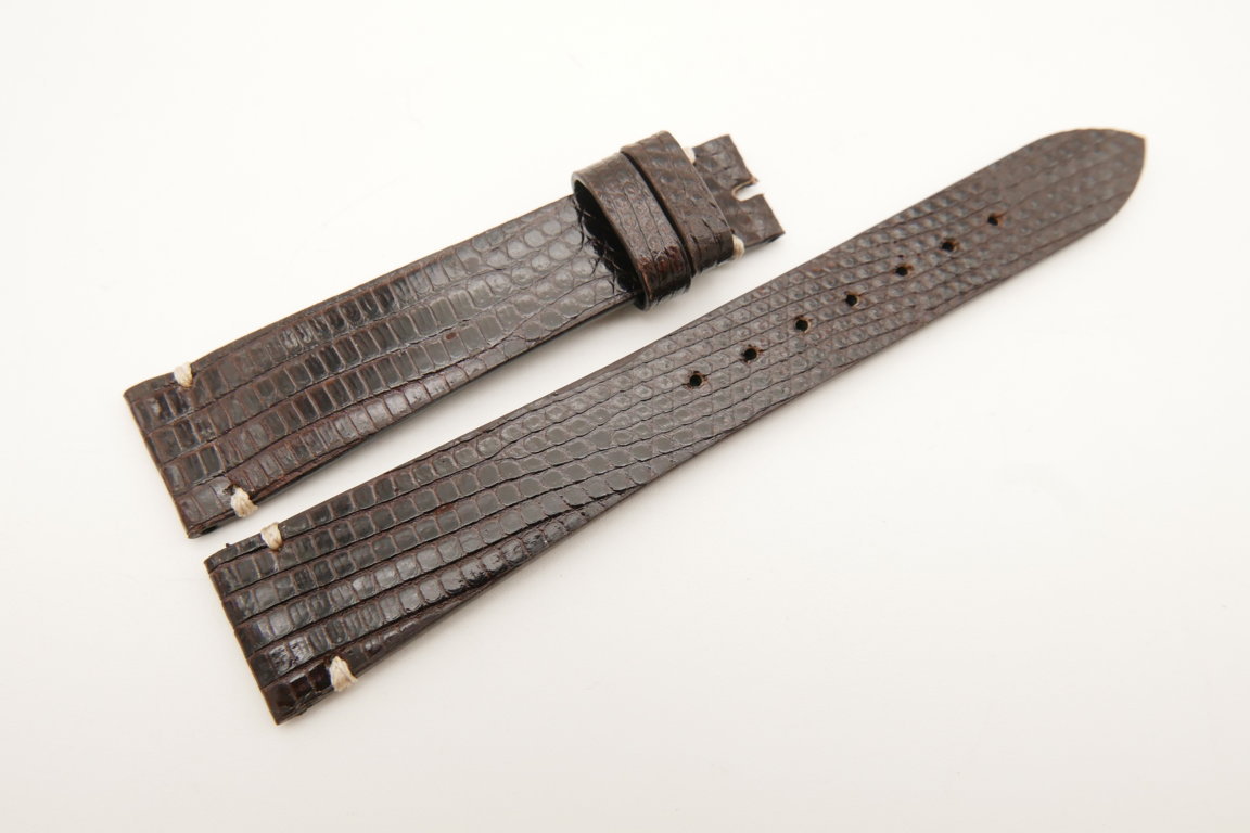 18mm/14mm Dark Brown Genuine LIZARD Skin Leather Watch Strap Band #WT5079