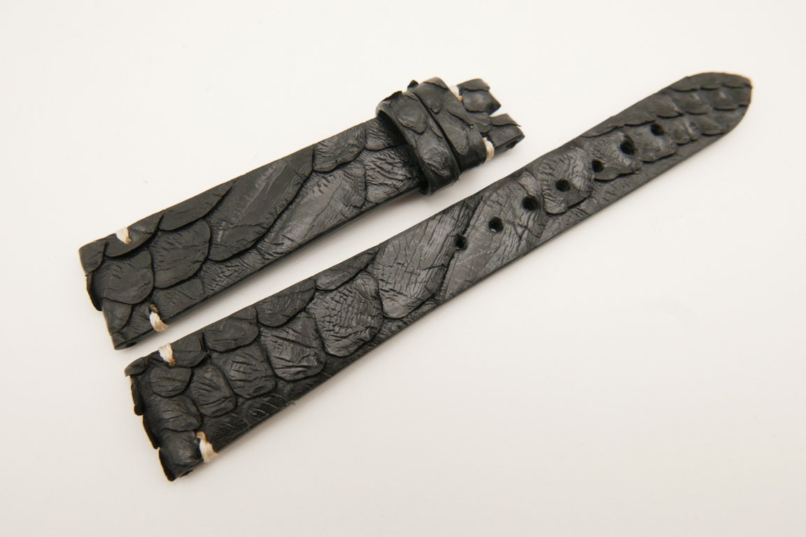 18mm/14mm Black Genuine PYTHON Skin Leather Watch Strap Band #WT5094