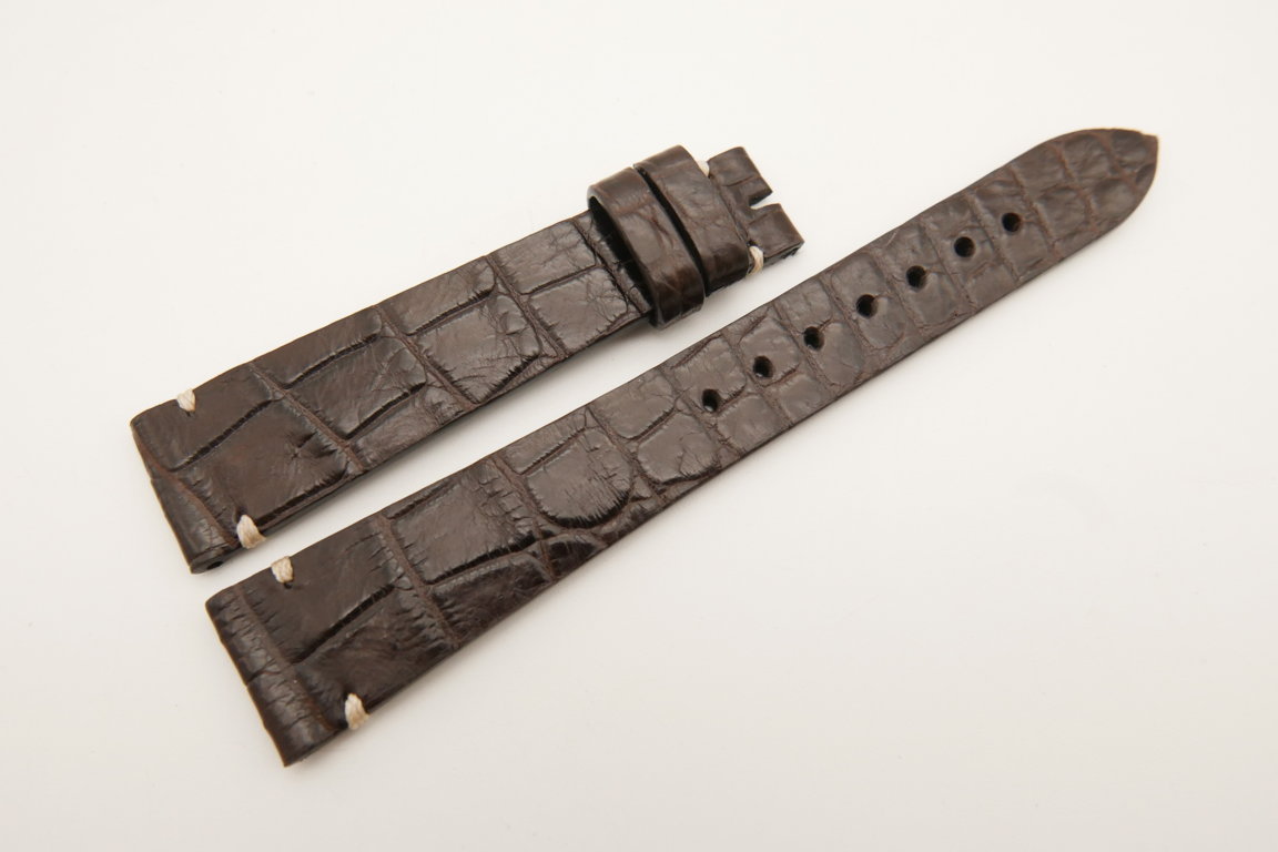 18mm/14mm Dark Brown Genuine CROCODILE Skin Leather Watch Strap Band #WT5098