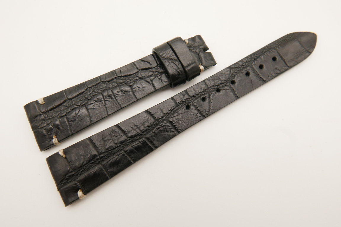 18mm/14mm Black Genuine CROCODILE Skin Leather Watch Strap Band #WT5103