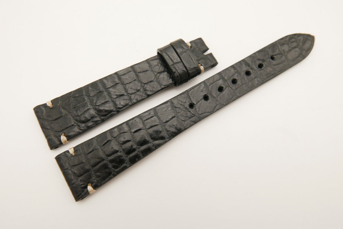 18mm/14mm Black Genuine CROCODILE Skin Leather Watch Strap Band #WT5104