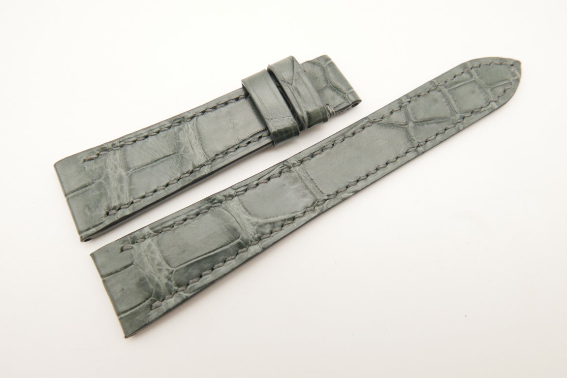 20mm/16mm Gray Genuine Crocodile Skin Leather Watch Strap#WT5136