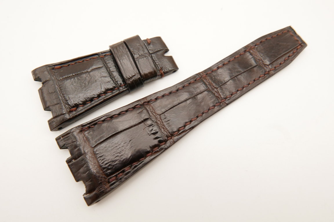 27mm/18mm Dark Brown Genuine CROCODILE Skin Leather Watch Strap for Audemars Piguet 39mm & 41mm #WT5141