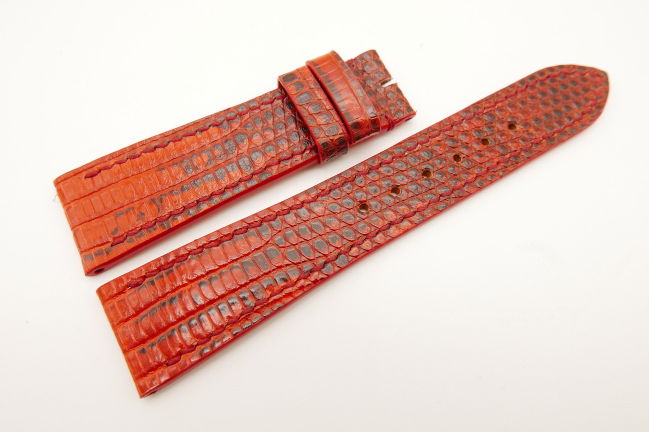 22mm/18mm Red Genuine Lizard Skin Leather Watch Strap #WT5105