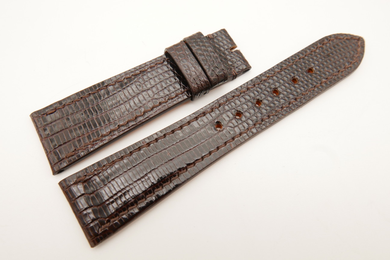 22mm/18mm Dark Brown Genuine Lizard Skin Leather Watch Strap #WT5108
