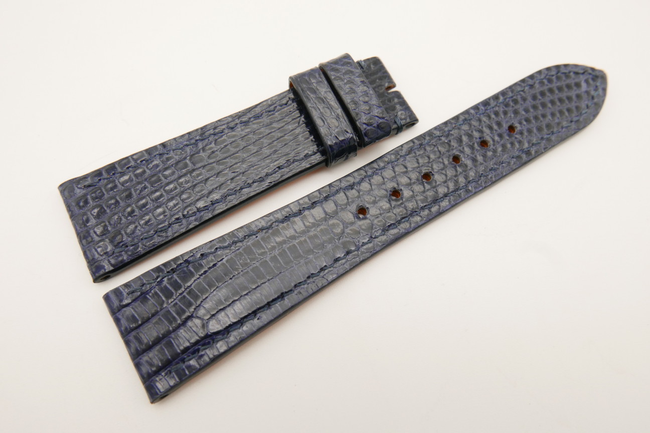22mm/18mm Dark Navy Blue Genuine Lizard Skin Leather Watch Strap #WT5109