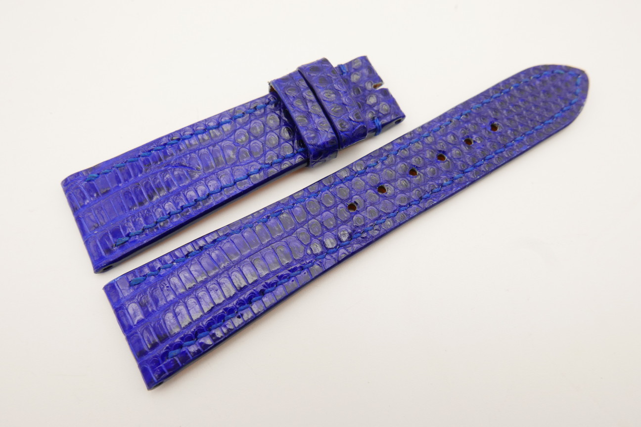 22mm/18mm Cobalt Blue Genuine Lizard Skin Leather Watch Strap #WT5110