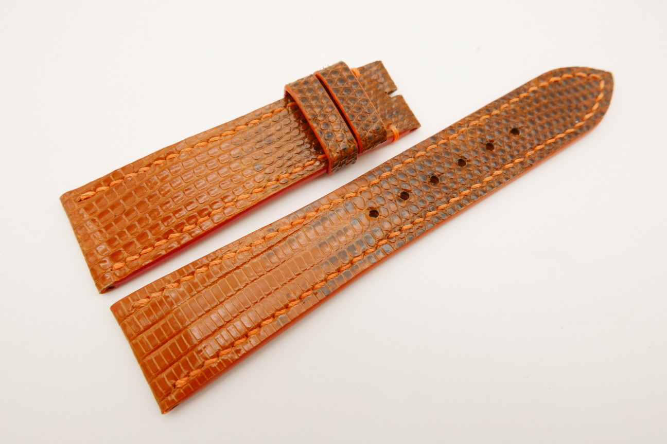 22mm/18mm Orange Genuine Lizard Skin Leather Watch Strap #WT5111