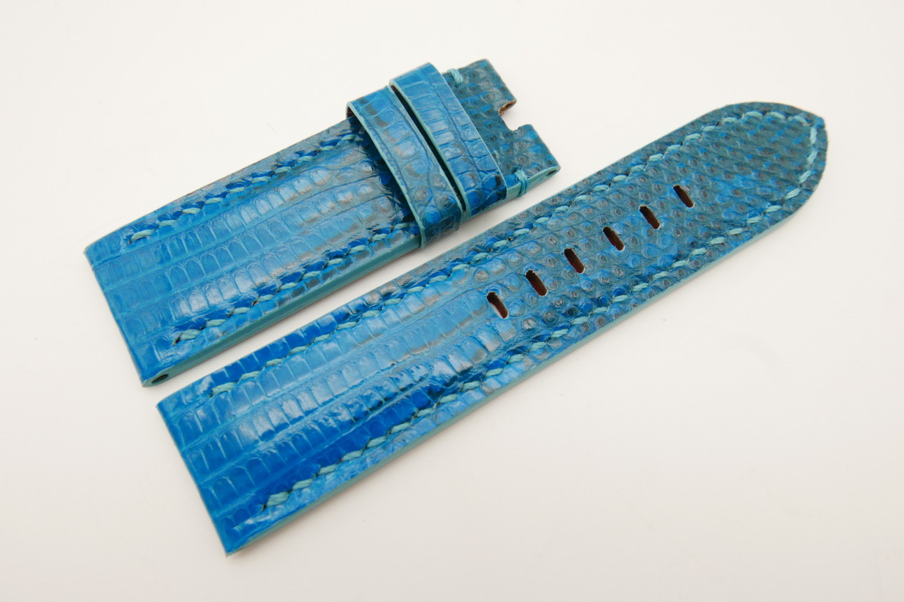 24mm/24mm Light Blue Genuine LIZARD Skin Leather Watch Strap for Panerai #WT5118