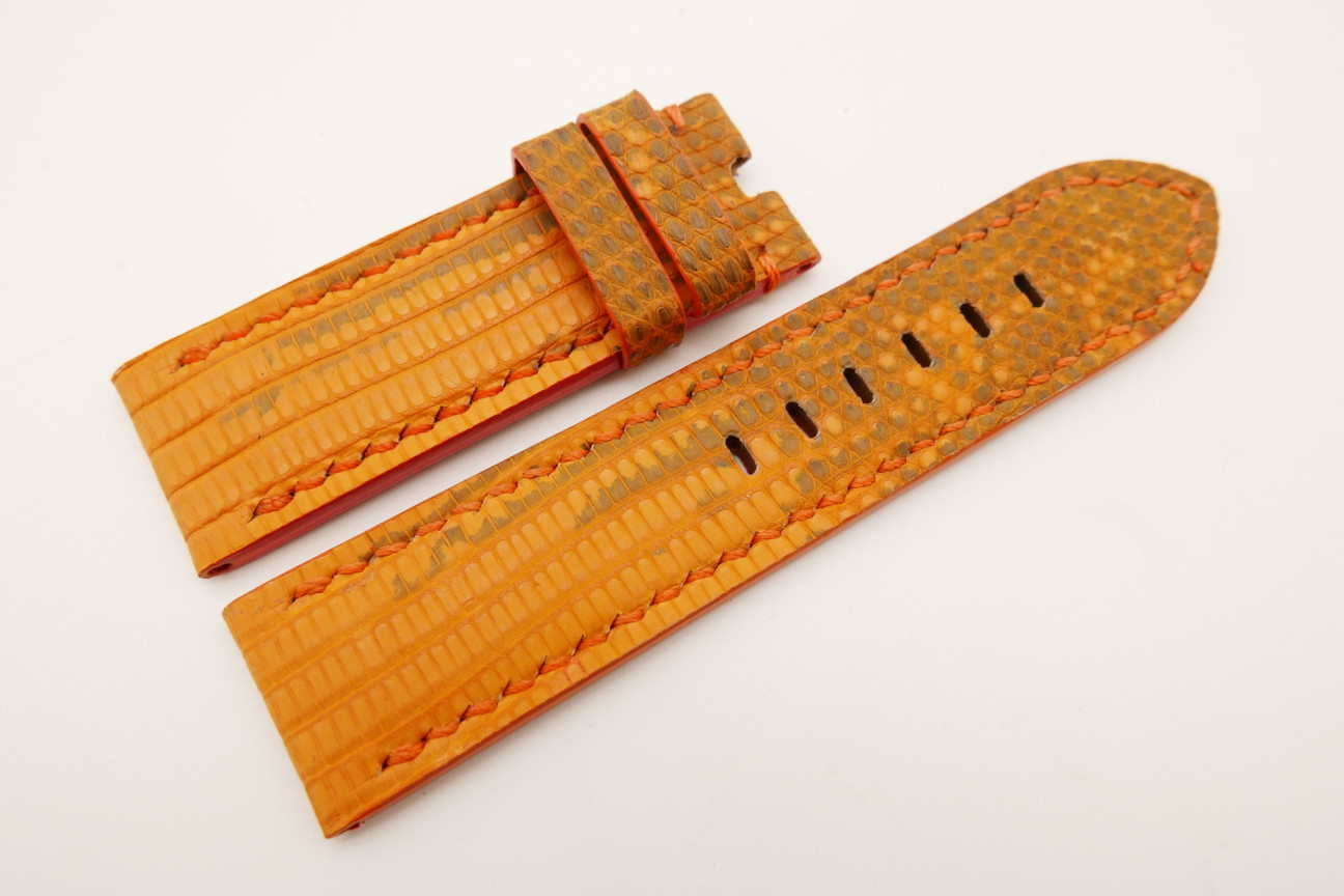 24mm/24mm Orange Genuine LIZARD Skin Leather Watch Strap for Panerai #WT5124
