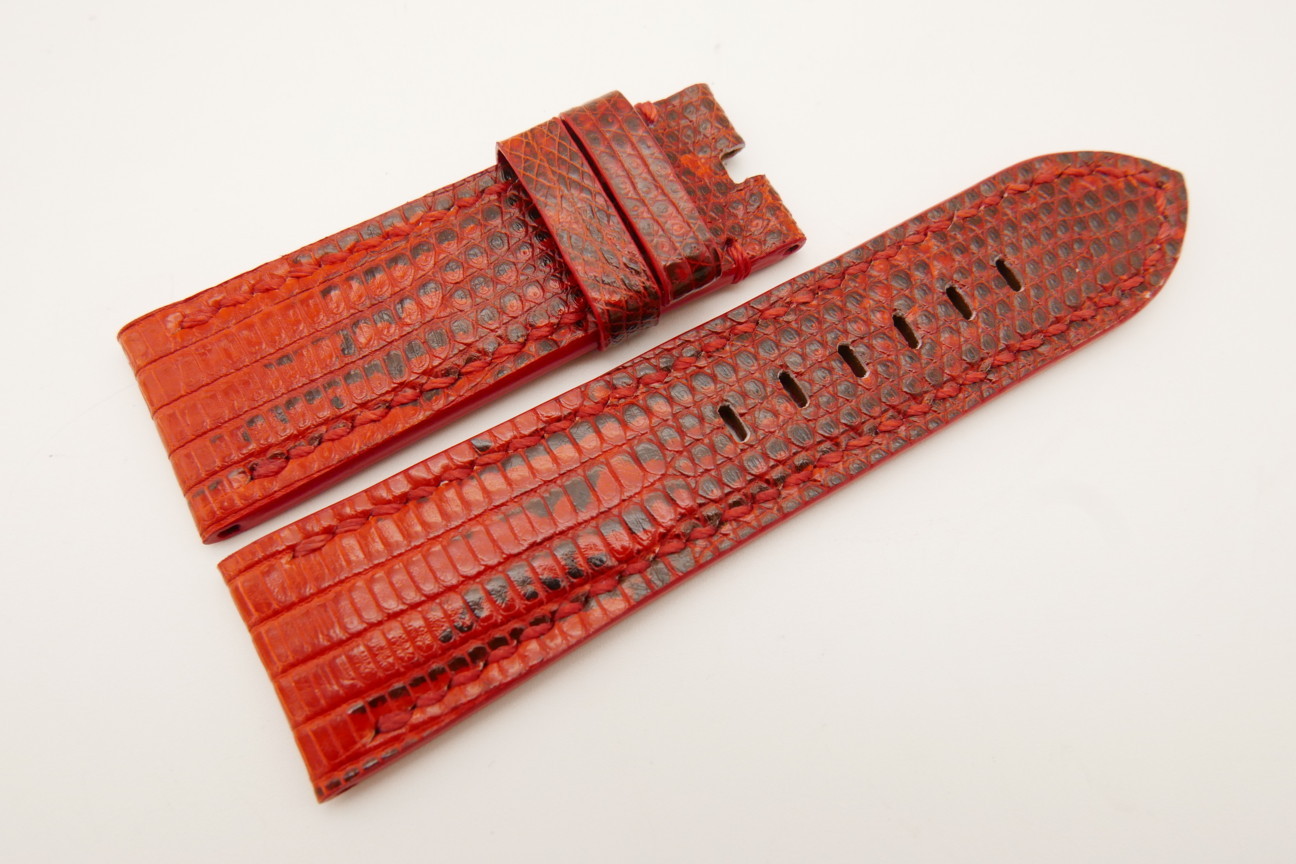 26mm/24mm Red Genuine LIZARD Skin Leather Watch Strap for Panerai #WT5130