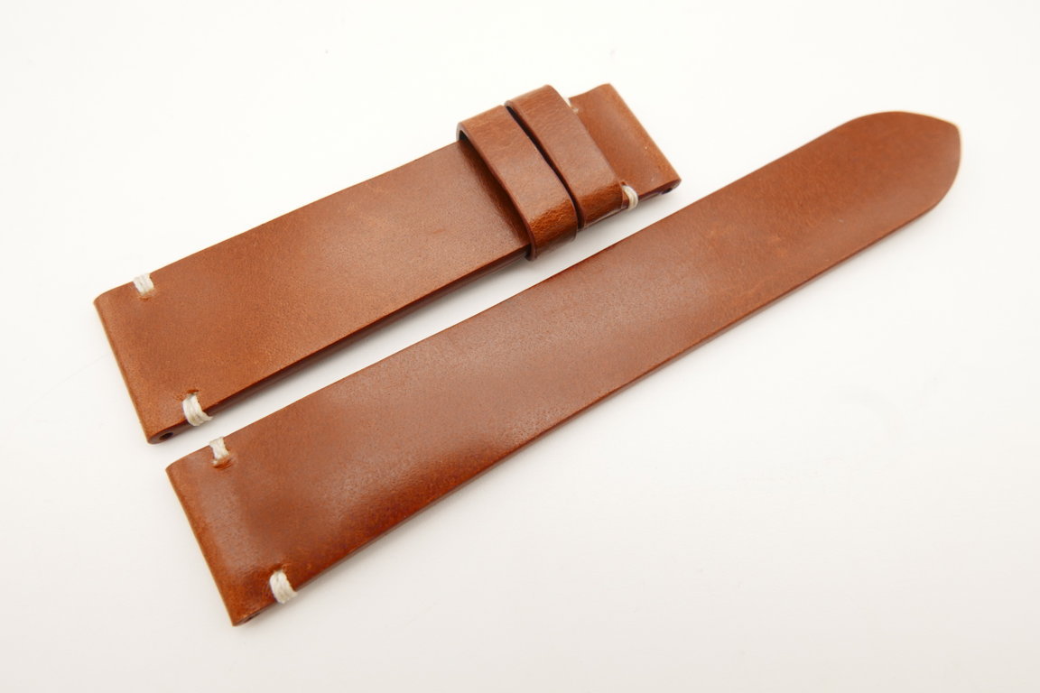 20mm/18mm Cognac Genuine Shell Cordovan Leather Watch Strap #WT5146
