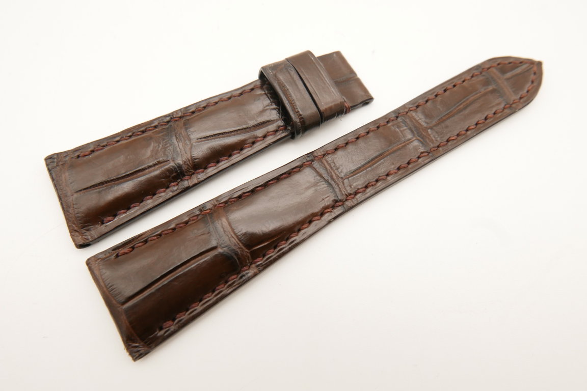22mm/16mm Dark Brown Genuine Crocodile Leather Watch Strap #WT5152