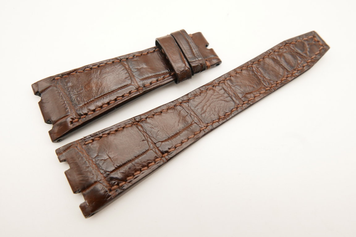 27mm/18mm Dark Brown Genuine CROCODILE Skin Leather Watch Strap for Audemars Piguet 39mm & 41mm #WT5157