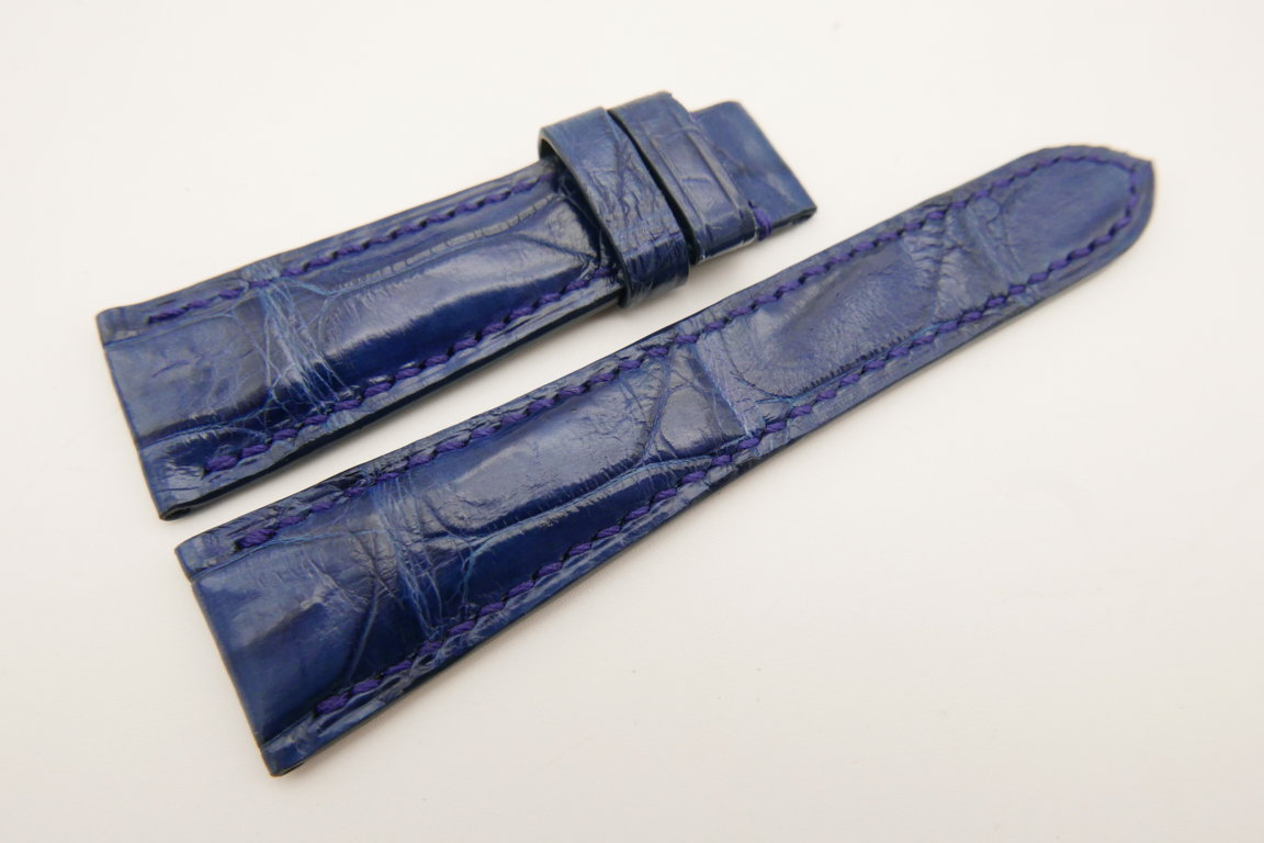 21mm/16mm Navy Blue Genuine CROCODILE Skin Leather Watch Strap #WT5159